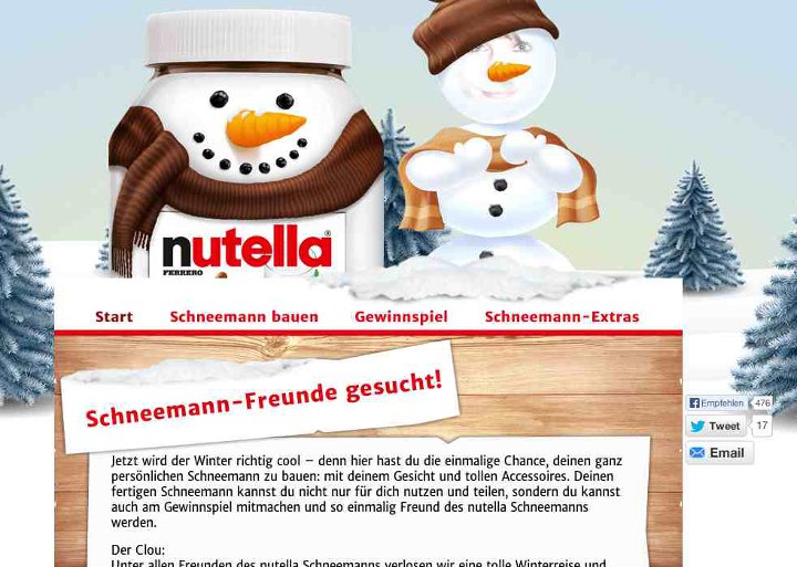 nutella - Schneemannglas - Webspecial